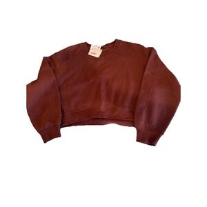 ZARA  NWT JOIN LIFE Plush  Brown Cropped Sweatshirt Size M